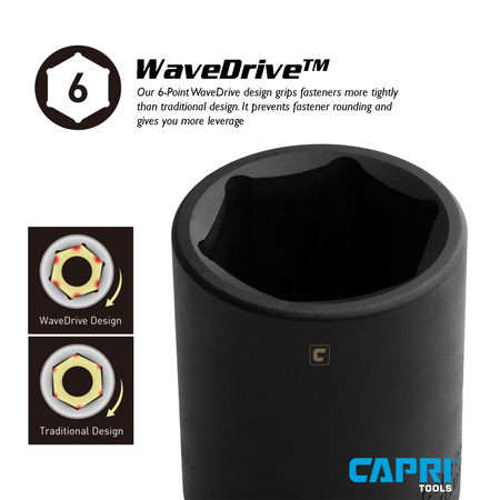 Capri Tools 1/2 in Drive 14 mm 6-Point Metric Shallow Impact Socket 5-5014